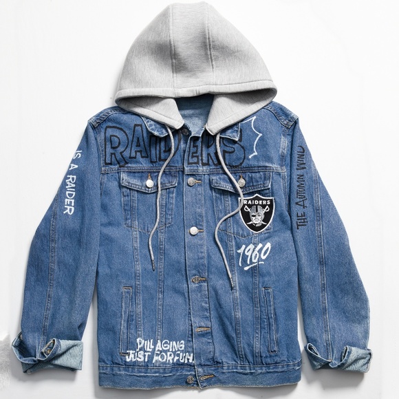 Las Vegas Raiders x The Wild Collective Denim Button-Up Jacket